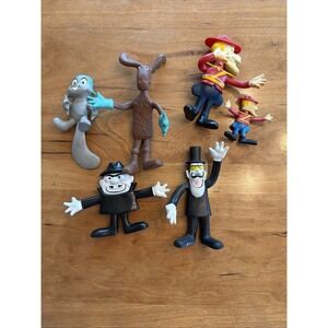 Lot of 6 Rocky the Squirrel 1972 Wham-O Bendable Bullwinkle Dudley Do Right RARE